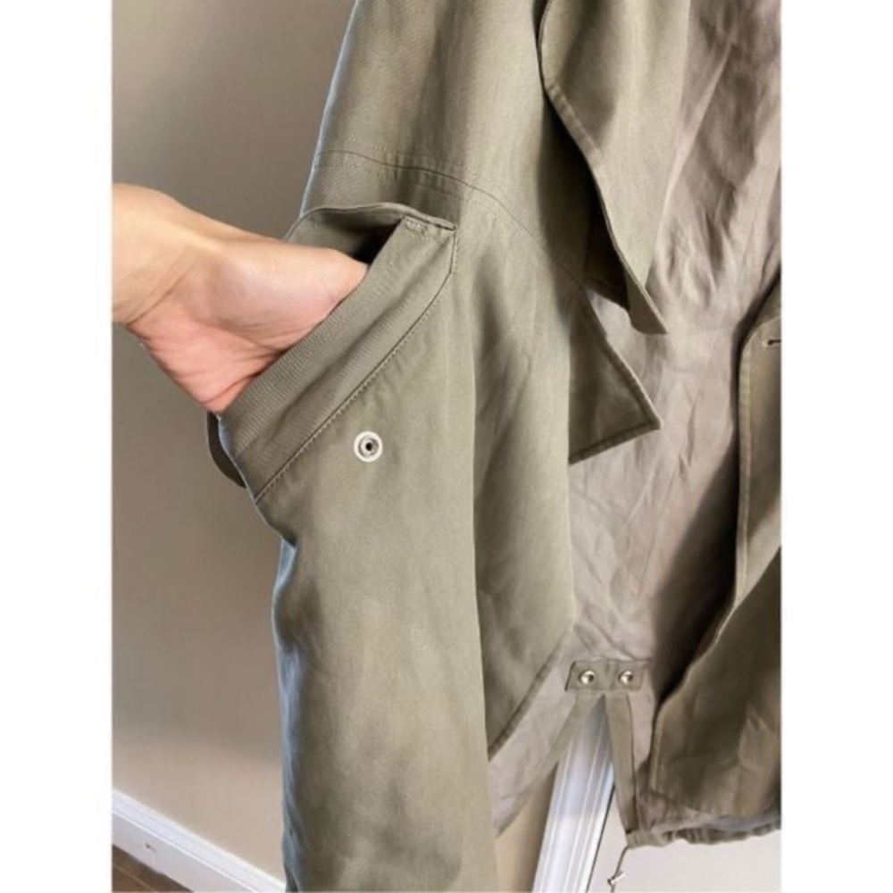 All Saints Beige trench coat long line hooded XSmall - Picture 8 of 12
